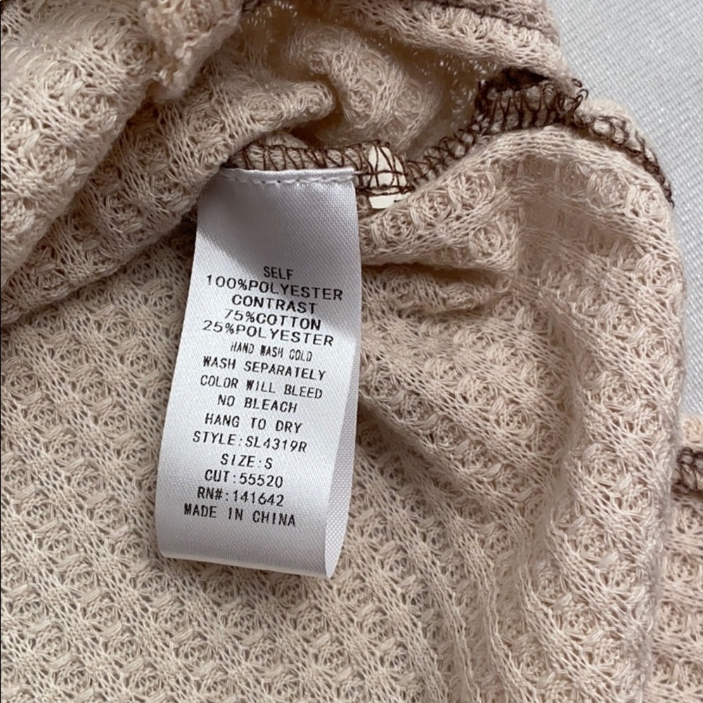 She and Sky oatmeal thermal oversized henley top S - Picture 8 of 9